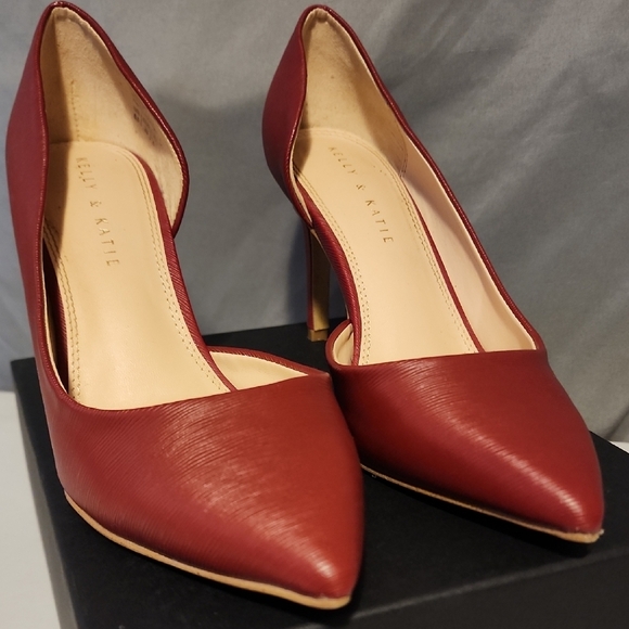 Kelly & Katie Shoes - Kelly & Katie Red Elegant Leather Heels